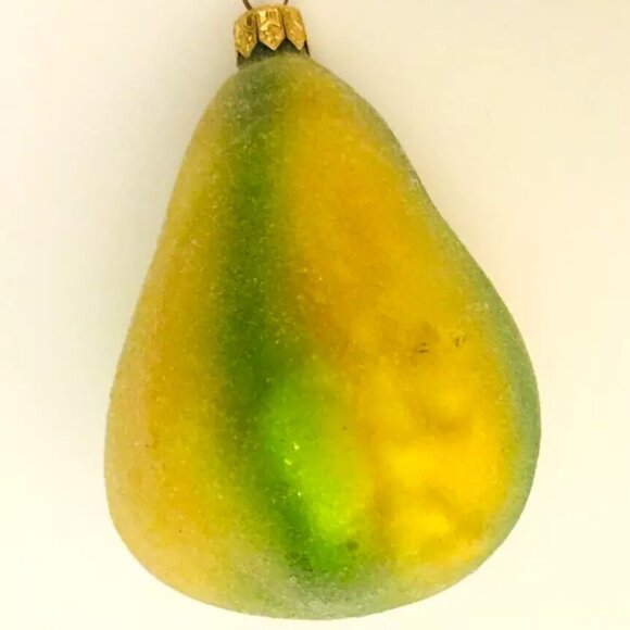 Authentic! Rare Christopher Radko PEAR FRUIT Yellow Green Golden Glass Ornament - Picture 6 of 10